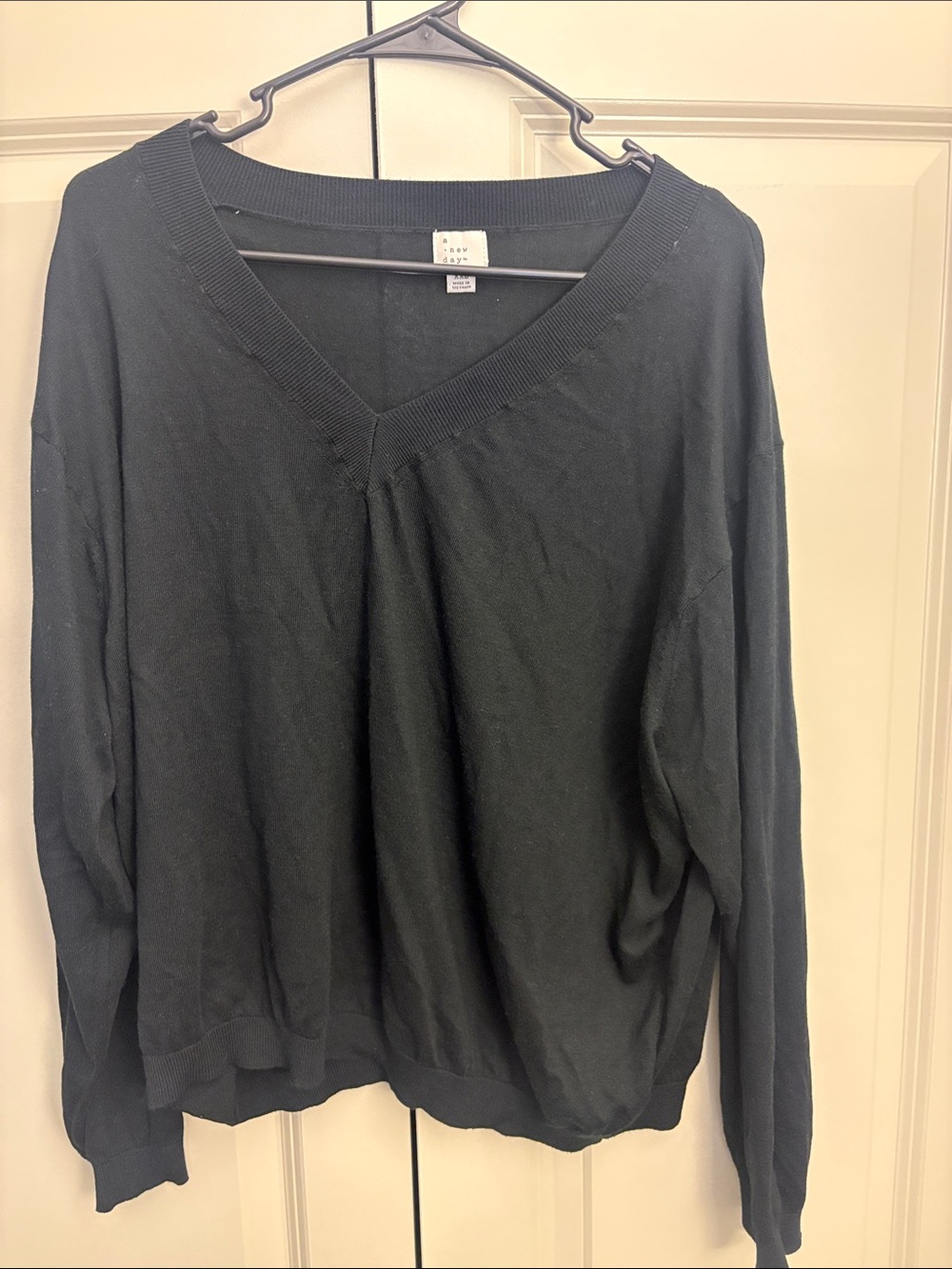 a new day Black V-Neck Pullover Sweater
